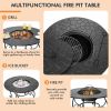 35.5 inch Patio Fire Pit Dining Table With Cooking BBQ Grate