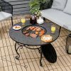 35.5 inch Patio Fire Pit Dining Table With Cooking BBQ Grate