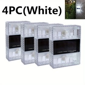 4pcs Solar Wall Lights Outdoor IP65 Waterproof LED Step Light; Solar Fence Lights For Outdoor Yard Garden Lawn Patio Courtyard Fences Driveway Pathway (Color: white light)