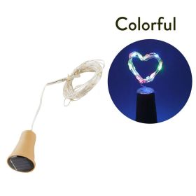 1pc 10/20 LED Solar Wine Bottle Cork Shaped String Lights; Garland Wire Fairy String Light; 3.3/6.6ft; Outdoor Party Decoration (Color: colorful, size: 2M 20 Lamp Beads)