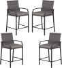 Outdoor Wicker Bar Stools Set of 2, Patio Rattan Counter Height Chairs with Cushions, Armrest and Footrest for Indoor, Garden