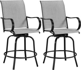 Patio Swivel Bar Stools Outdoor Chairs Set of 2 Outdoor High Bistro Stools Outdoor Furniture, All-Weather Patio Stools (Color: Black Light Gray)