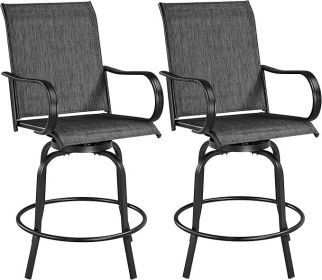 Patio Swivel Bar Stools Outdoor Chairs Set of 2 Outdoor High Bistro Stools Outdoor Furniture, All-Weather Patio Stools (Color: Black)