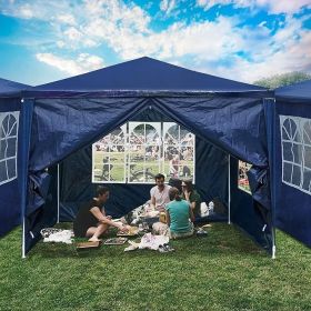 Gazebo Outdoor Wedding Party Patio Enclosed Canopy Tent W/Removable Side Wall Canopy for Fetes Event Yard Decoration Outdoor (Color: Navy, size: 10x10)