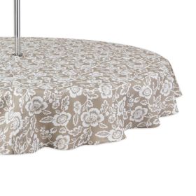Outdoor Patio Table Decor Tablecloth with Zipper 60 Inch Round (Color: As pic show, type: Style B)