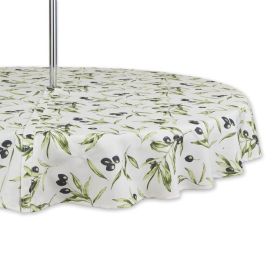 Outdoor Patio Table Decor Tablecloth with Zipper 60 Inch Round (Color: As pic show, type: Style E)