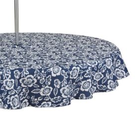 Outdoor Patio Table Decor Tablecloth with Zipper 60 Inch Round (Color: As pic show, type: Style A)