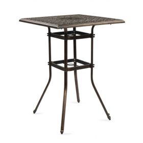 Patio Bar Height Table, All-Weather Cast Aluminium Square Bar Bistro Table with 2" Umbrella Hole, Outdoor Tall Table for Porch Balcony Backyard Garden (Color: as picture)