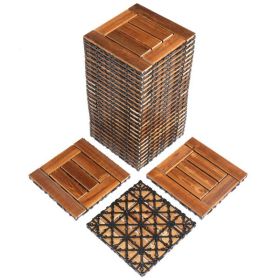27pcs Wood Interlocking Deck Tiles 11.8"x11.8", Waterproof Flooring Tiles for Indoor and Outdoor, Patio Wood Flooring for Patio Porch Poolside Balcony (Color: as picture)