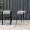 Outdoor Patio Metal Bar Stools with Curved Fabric Seat