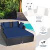 Spacious Outdoor Rattan Daybed with Upholstered Cushion