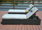 Direct Wicker Outdoor Patio Adjustable Backrest Rattan Chaise Lounge Set with Cushions