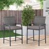 Outdoor Wicker Bar Stools Set of 2, Patio Rattan Counter Height Chairs with Cushions, Armrest and Footrest for Indoor, Garden
