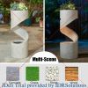 Outdoor Water Fountain with LED Light, Curved Waterfall Fountain with Stone Planter, Patio Water Fountain Garden Waterfall