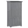 Wooden Garden Shed 3-tier Patio Storage Cabinet Outdoor Organizer Wooden Lockers with Fir Wood Shutter Design