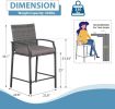 Outdoor Wicker Bar Stools Set of 2, Patio Rattan Counter Height Chairs with Cushions, Armrest and Footrest for Indoor, Garden