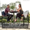 3-Piece Patio Bar Table Set, Outdoor Wicker Bar Height Bistro Furniture for Backyard, Poolside, Balcony w/Barstools, Cushions