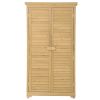 Wooden Garden Shed 3-tier Patio Storage Cabinet Outdoor Organizer Wooden Lockers with Fir Wood Shutter Design