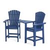 Patio Bar Stools Adirondack Arm Chairs Set of 2, All Weather Outdoor Furniture Wood-Like HDPE Deck Backyard Garden Dining Chairs, Beach Balcony Chair