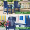 Patio Bar Stools Adirondack Arm Chairs Set of 2, All Weather Outdoor Furniture Wood-Like HDPE Deck Backyard Garden Dining Chairs, Beach Balcony Chair