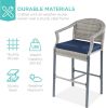 3-Piece Patio Bar Table Set, Outdoor Wicker Bar Height Bistro Furniture for Backyard, Poolside, Balcony w/Barstools, Cushions