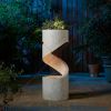 Outdoor Water Fountain with LED Light, Curved Waterfall Fountain with Stone Planter, Patio Water Fountain Garden Waterfall