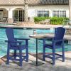 Patio Bar Stools Adirondack Arm Chairs Set of 2, All Weather Outdoor Furniture Wood-Like HDPE Deck Backyard Garden Dining Chairs, Beach Balcony Chair