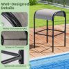 Outdoor Patio Metal Bar Stools with Curved Fabric Seat