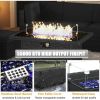 8 Piece Patio Furniture Set with 44" Propane Gas Fire Pit Table, Sectional Conversation Set Wicker Rattan Sofa Set with Table
