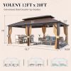 12' X 20'Hardtop Gazebo,Galvanized Steel Ventilation Double Roof Aluminum Frame,Outdoor Gazebo for Garden, Patio, Lawns, Parties