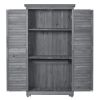 Wooden Garden Shed 3-tier Patio Storage Cabinet Outdoor Organizer Wooden Lockers with Fir Wood Shutter Design