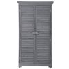 Wooden Garden Shed 3-tier Patio Storage Cabinet Outdoor Organizer Wooden Lockers with Fir Wood Shutter Design