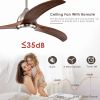 52" Ceiling Fan, Indoor Outdoor Ceiling Fan With Light with Remote Control, Noiseless Reversible Motor, 6 Speed ,3 Color , for Patio Living Room, Bedr