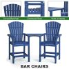 Patio Bar Stools Adirondack Arm Chairs Set of 2, All Weather Outdoor Furniture Wood-Like HDPE Deck Backyard Garden Dining Chairs, Beach Balcony Chair