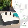 Spacious Outdoor Rattan Daybed with Upholstered Cushion